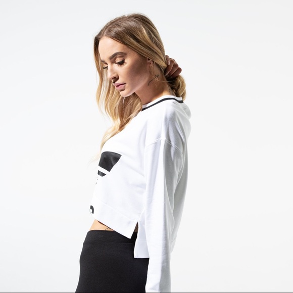 Adidas Originals Trefoil Crop Top Sweat Shirt NWT - Picture 4 of 7